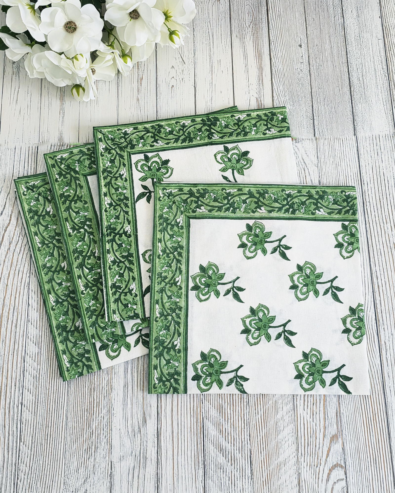 Lilibet Green Floral — Cotton Napkins (Set of 4)