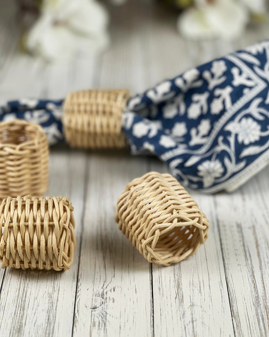 Woven Rattan — Napkin Rings (Set of 4)