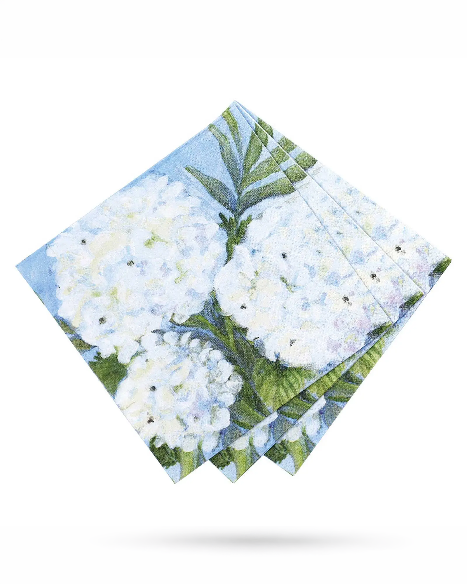 White Hydrangeas Cocktail Napkins — Set of 4 Packs