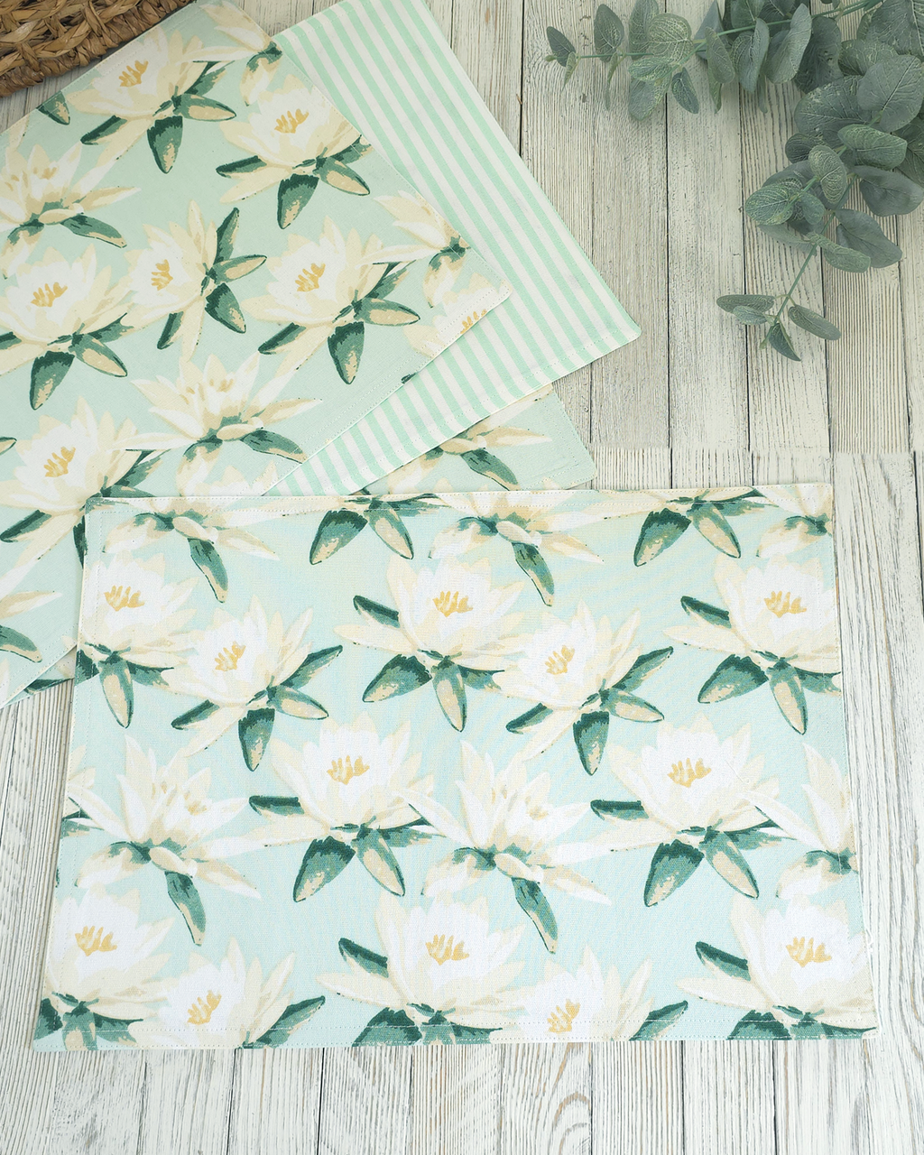 Soft Magnolia Mint Table Placemats, Set of 4