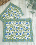 Pomegranate Grove Blue — Cotton Placemats (Set of 4)