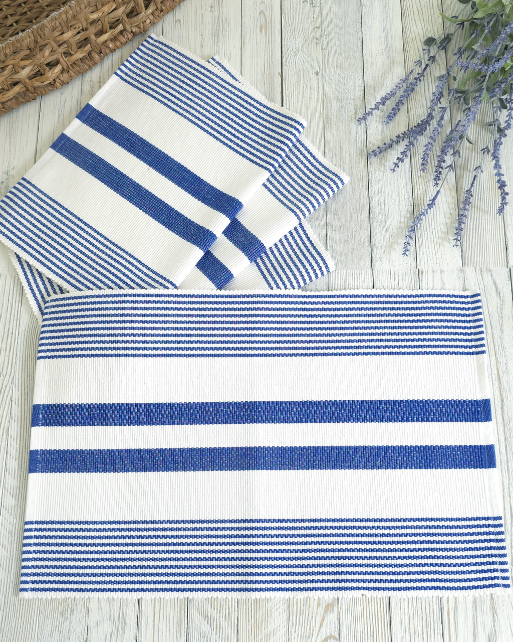 Everyday Blue Stripe — Cotton Placemats (Set of 4)