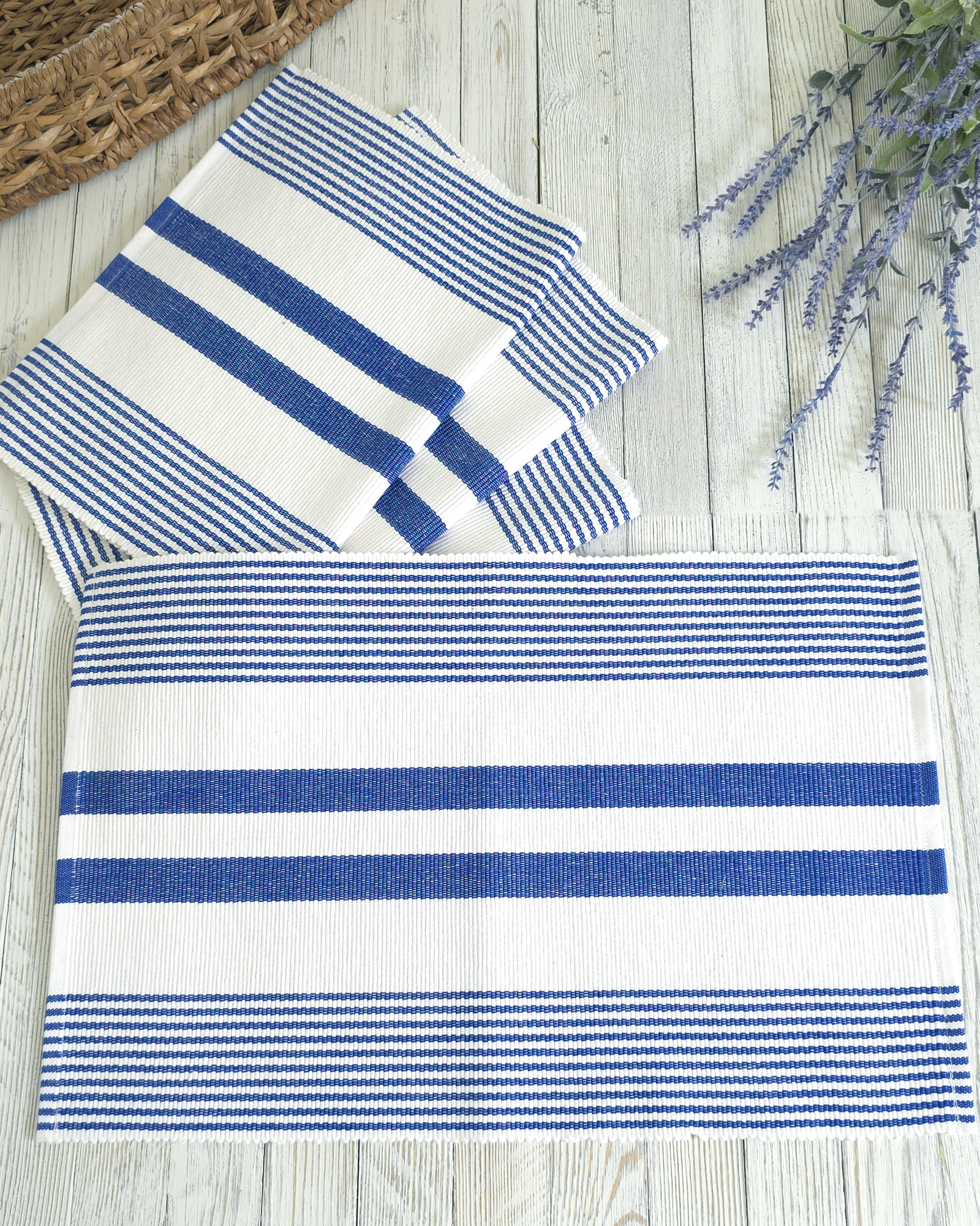 Everyday Blue Stripe — Cotton Placemats (Set of 4)