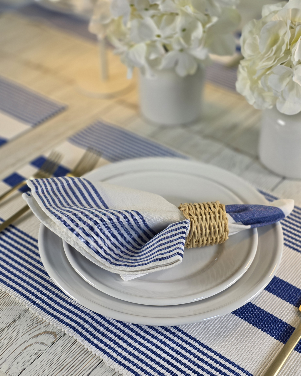 Everyday Blue Stripe — Cotton Placemats (Set of 4)