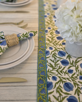 Pomegranate Grove Blue — Cotton Table Runner