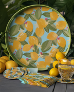Lemon Blossoms — Lacquer Round Serving Tray