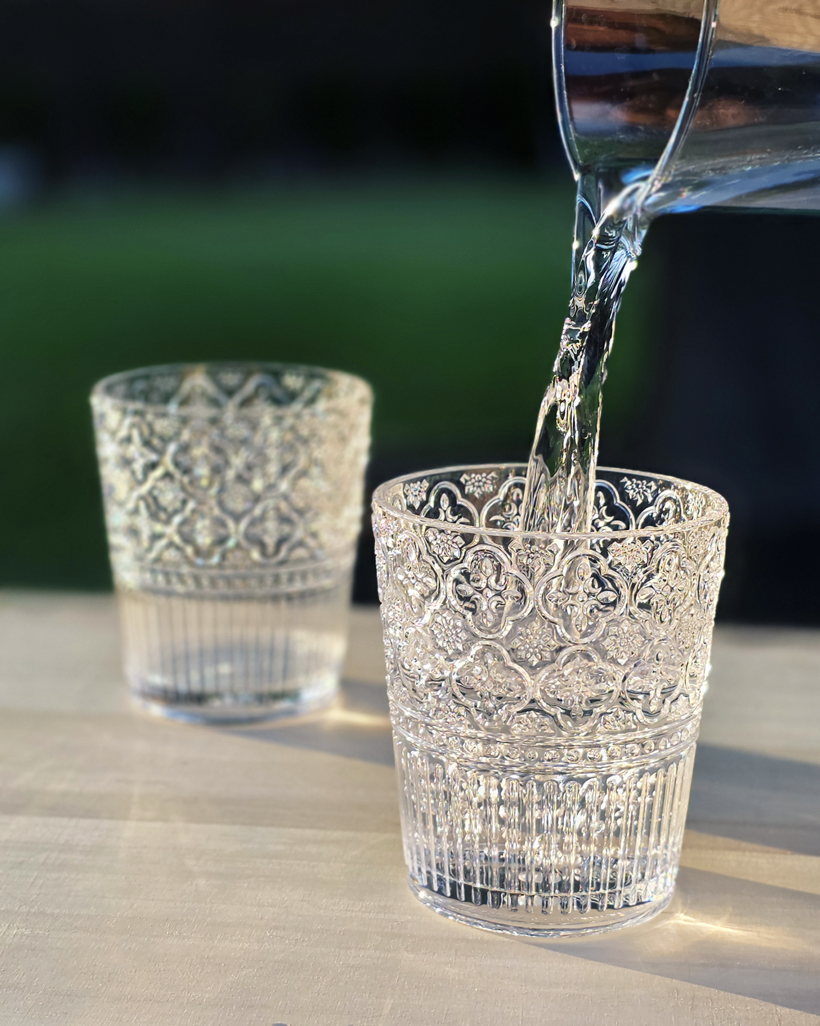 Victoria Embossed Acrylic Double Old Fashioned Glasses — Set of 2