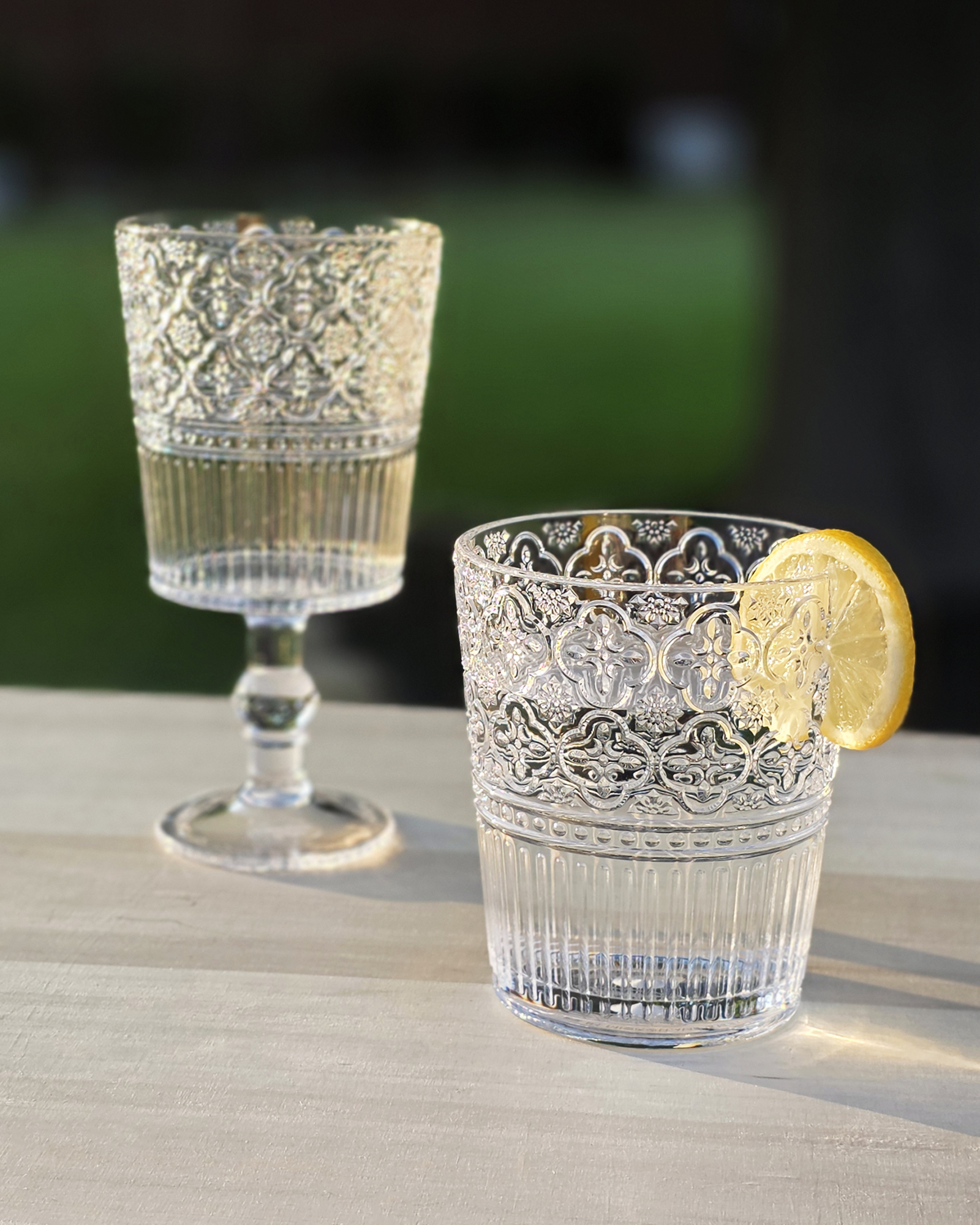Victoria Embossed Acrylic Goblets — Set of 2