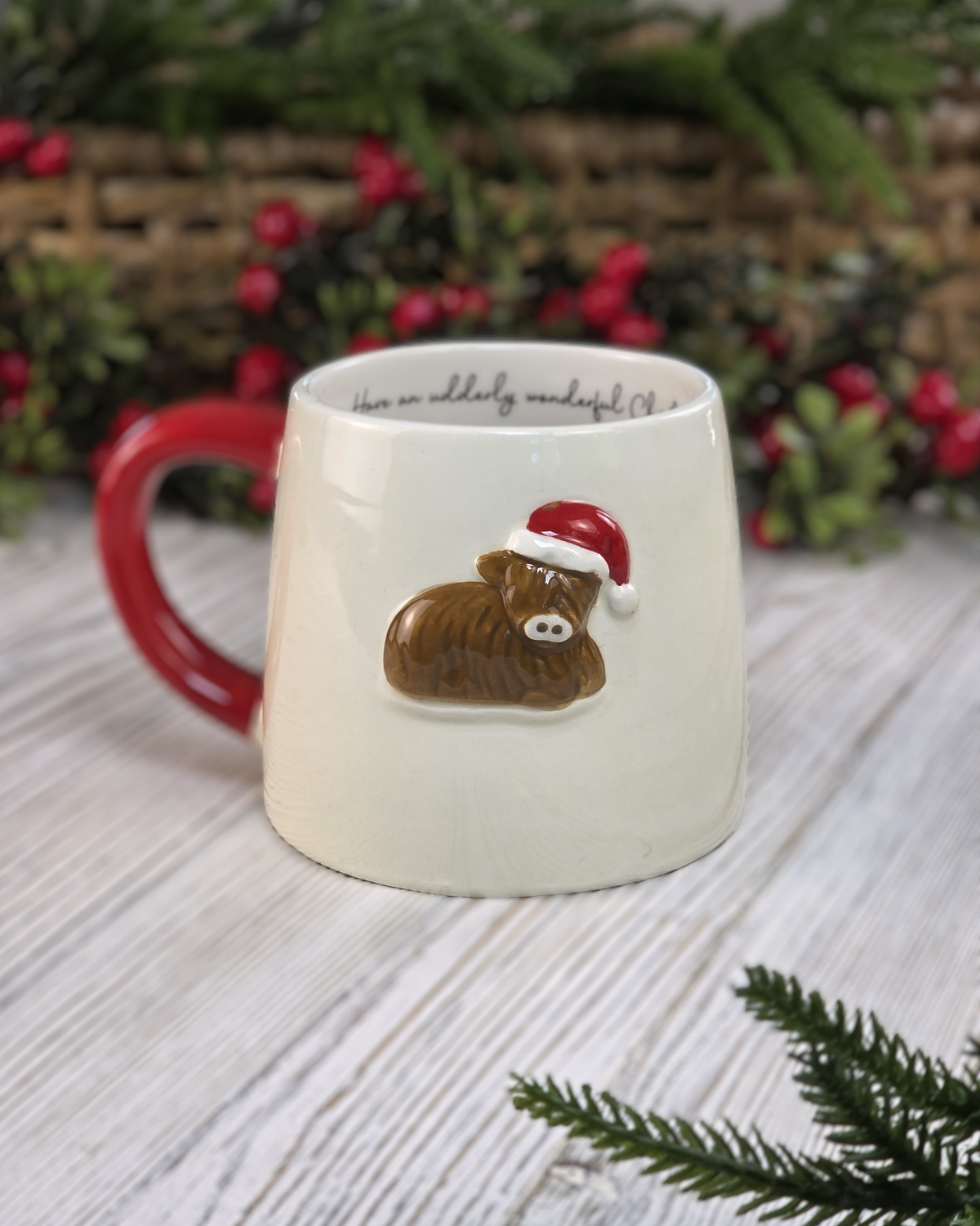 Highland Cow Christmas Mug — Holiday Edition