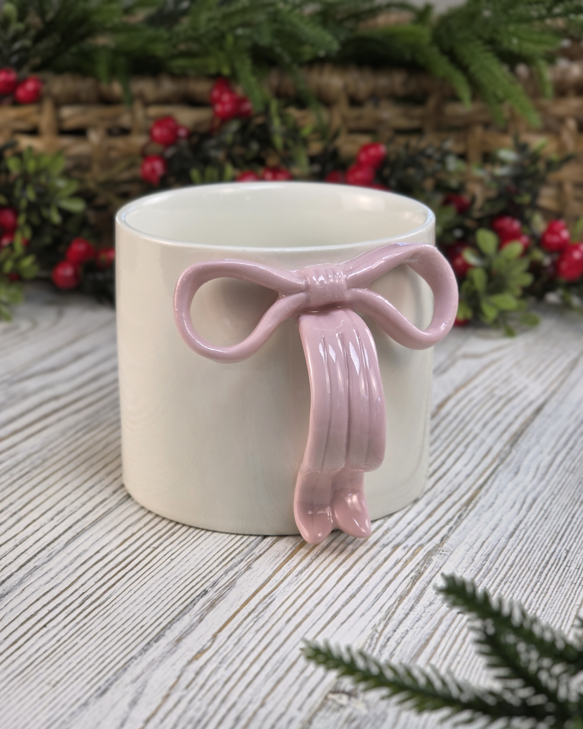 Pink Bow Handle — Ceramic Mug
