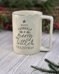 Merry Little Christmas — Cream Stoneware Mug with Gold Detail