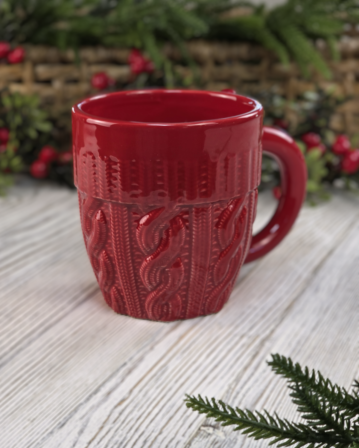Cozy Sweater Knit — Red Ceramic Mug