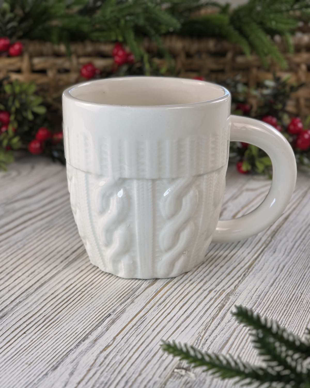 Cozy Sweater Knit — Cream Ceramic Mug