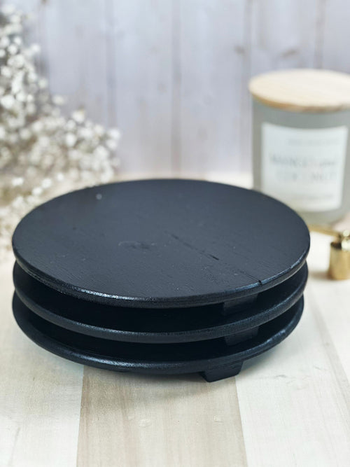 Black Wood Display Riser — Candle & Décor Stand