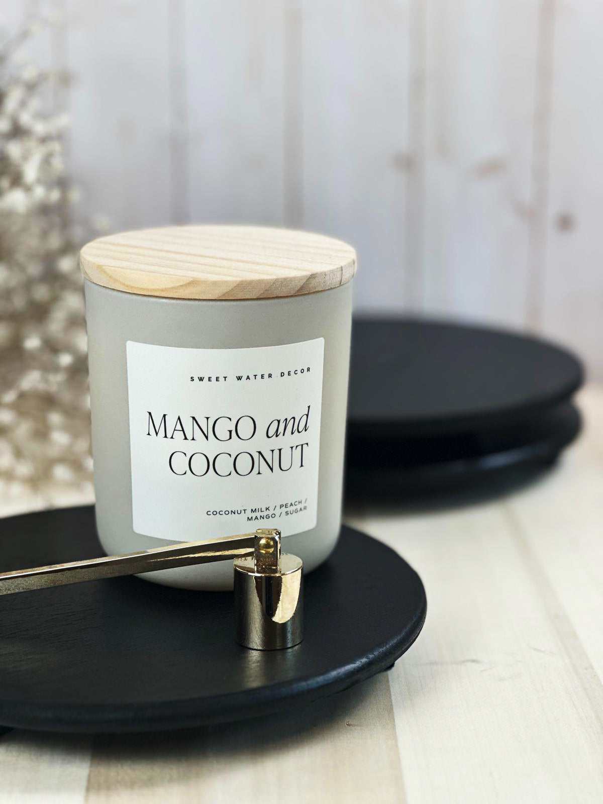 Black Wood Display Riser — Candle & Décor Stand