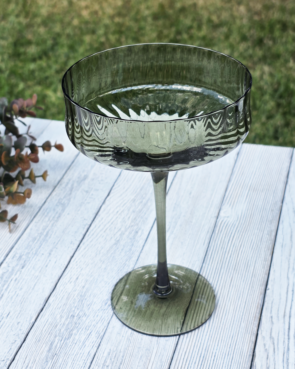 Olive Green Coupe Glasses — Set of 4
