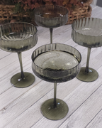 Olive Green Coupe Glasses — Set of 4
