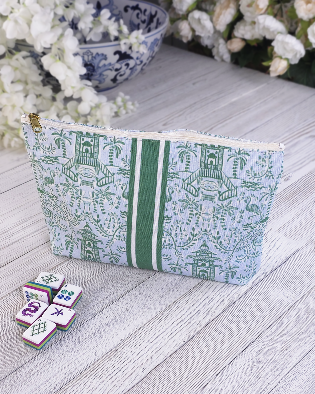 Chinoiserie Palms — Mahjong & Essentials Pouch