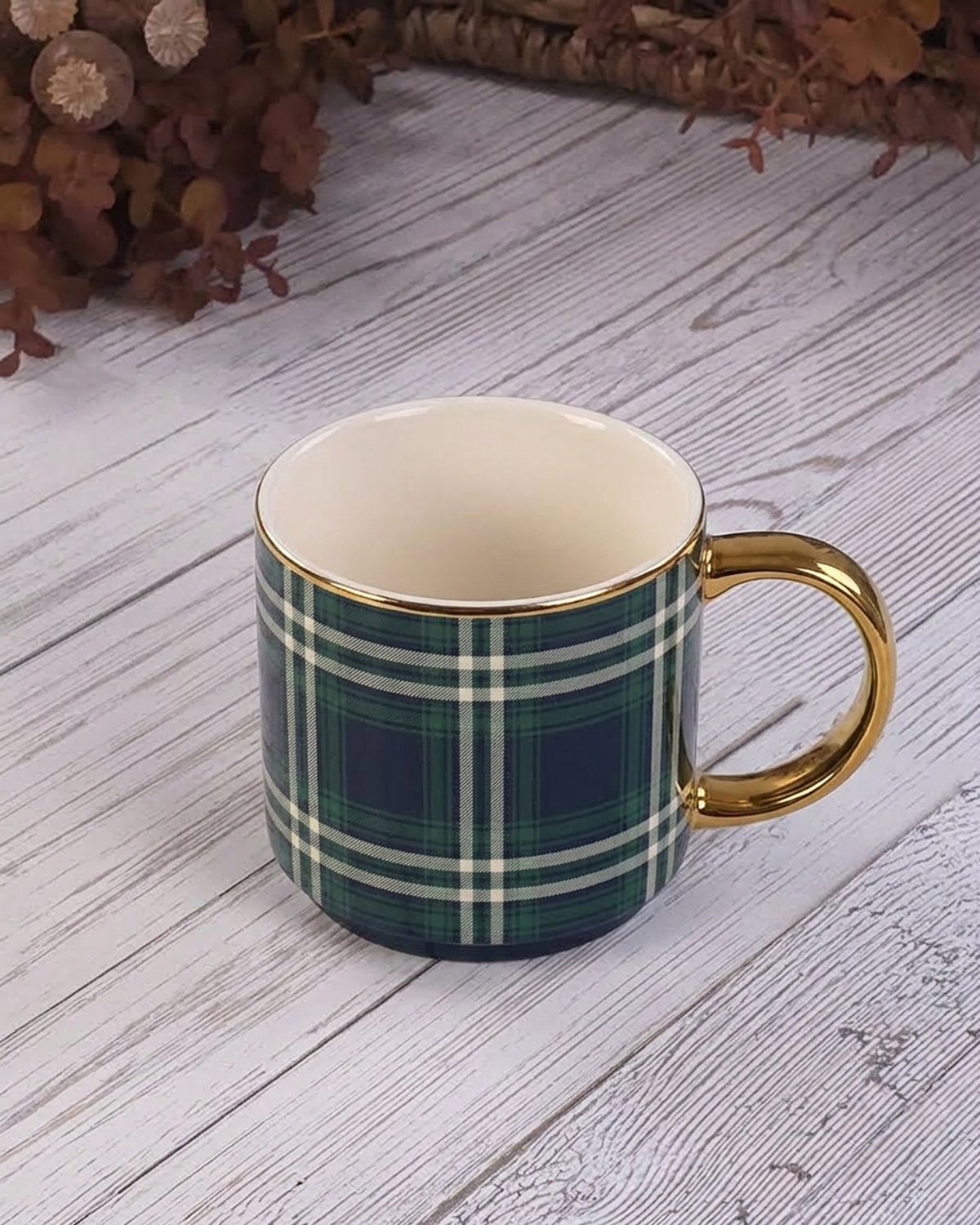 Navy Plaid — Fine Bone China Mug — Pre-Order | Ships October 2