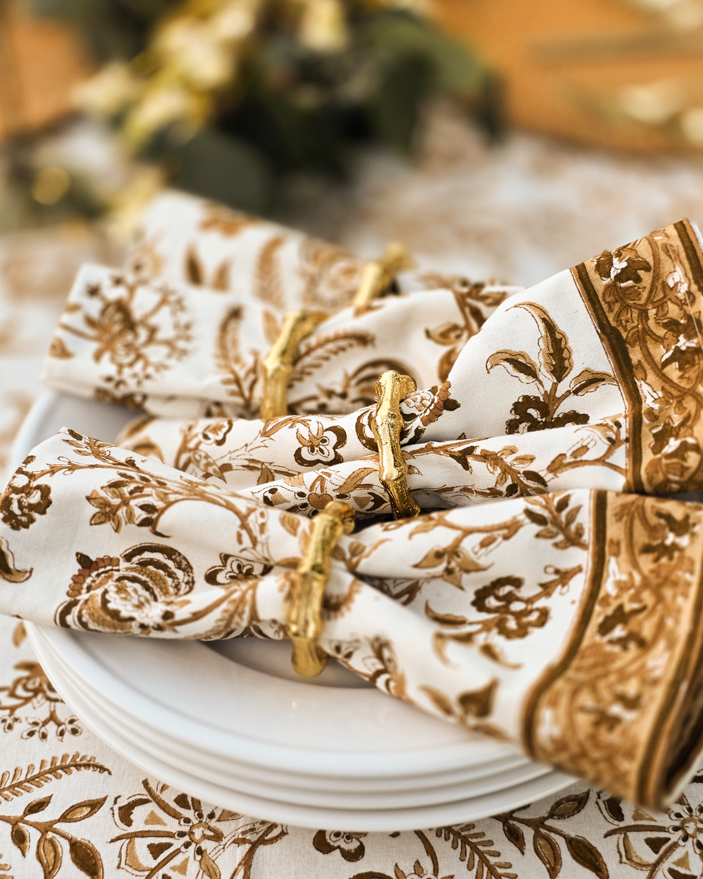 Golden Bamboo — Napkin Rings (Set of 4)