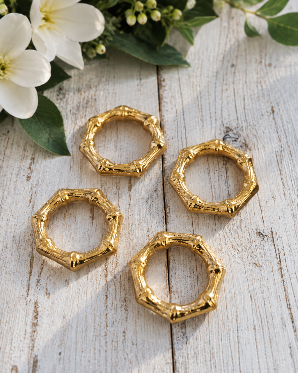 Golden Bamboo — Napkin Rings (Set of 4)