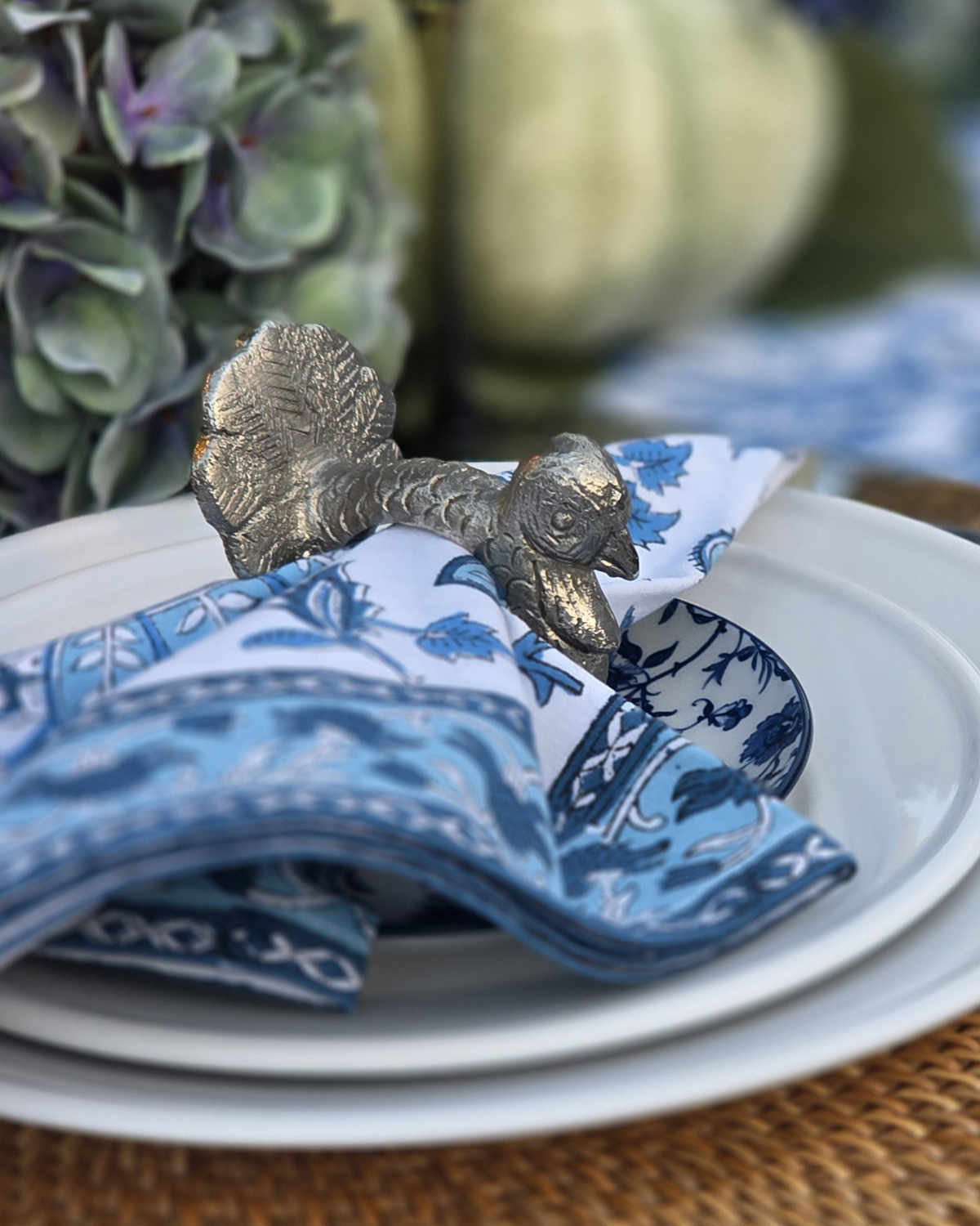Silver Turkey — Napkin Rings (Set of 4)