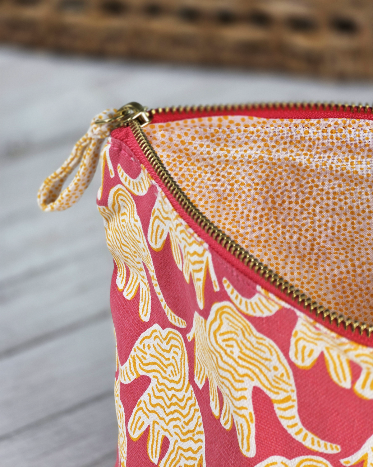 Pink Elephant Large Canvas Pouch