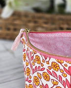 Pink Floral Canvas Pouch