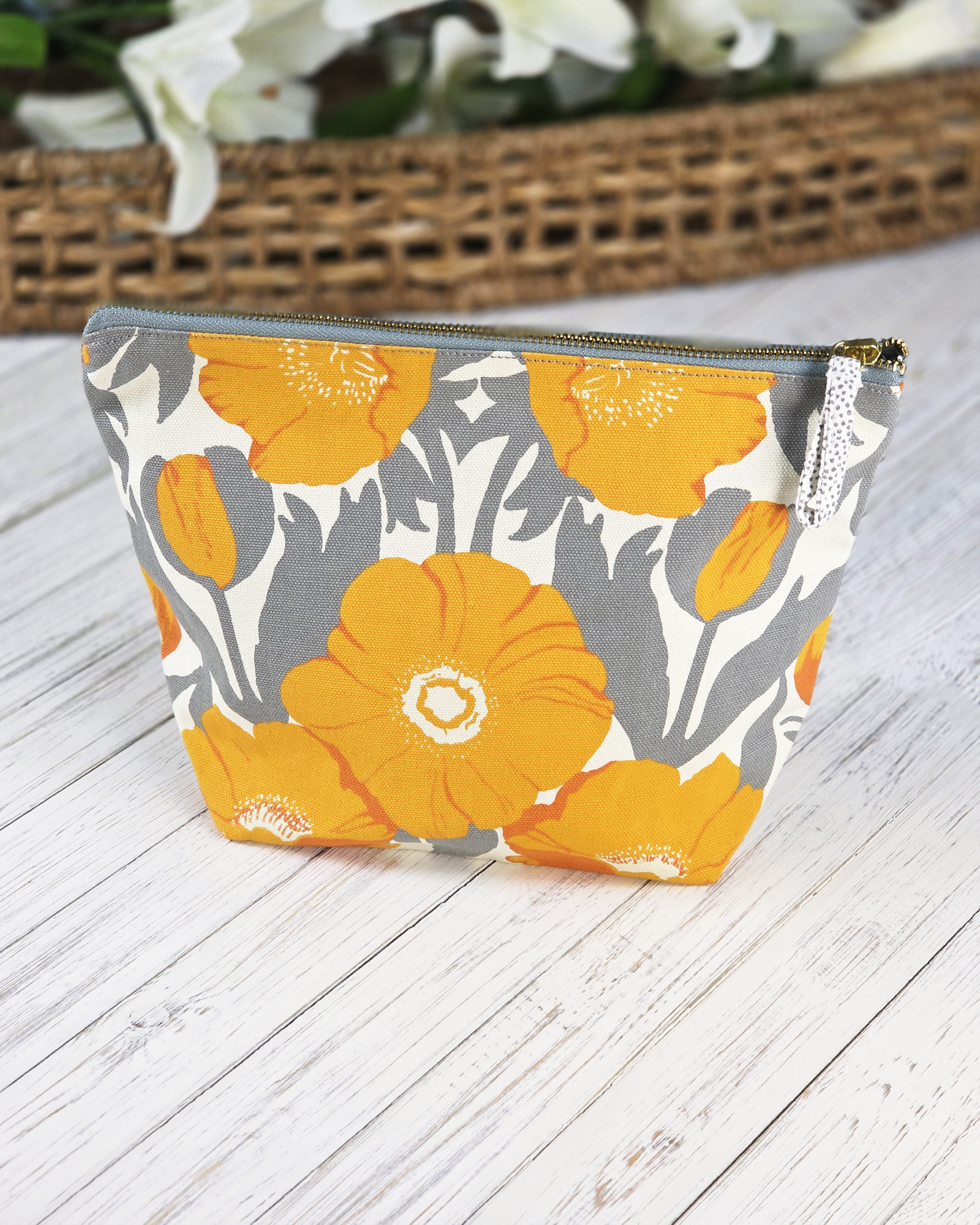 Golden Poppies Large Canvas Pouch