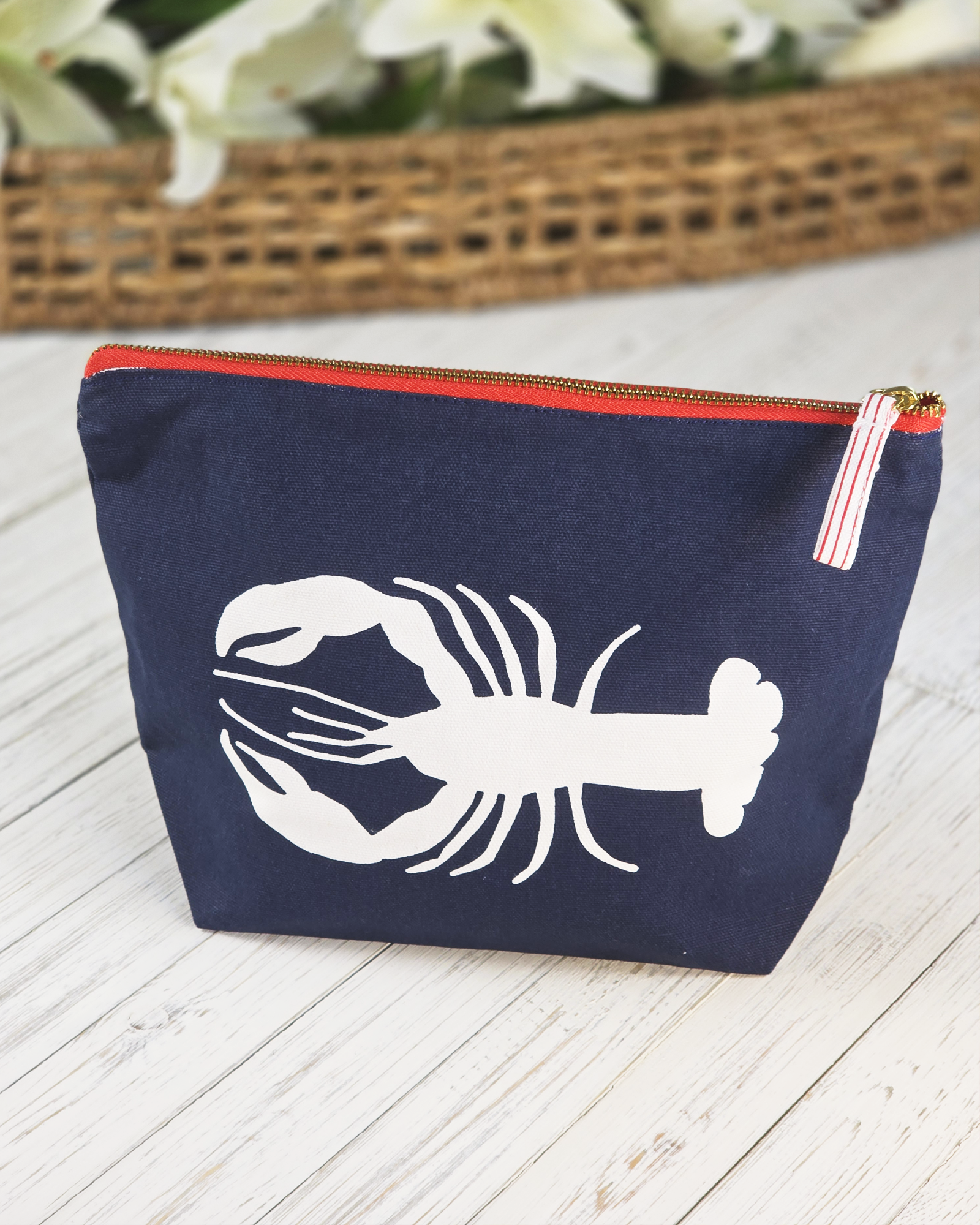 Coastal Lobster Large Canvas Pouch