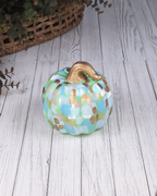 Small Mint & Gold Abstract Pumpkin — Hand-Painted Ceramic by Jessica Reynolds Art
