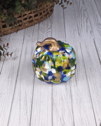 Small Blue & Green Abstract Pumpkin — Hand-Painted Ceramic by Jessica Reynolds Art