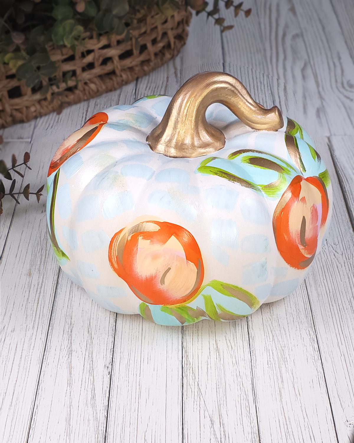 Large Citrus Pumpkin — Hand-Painted Ceramic by Jessica Reynolds Art