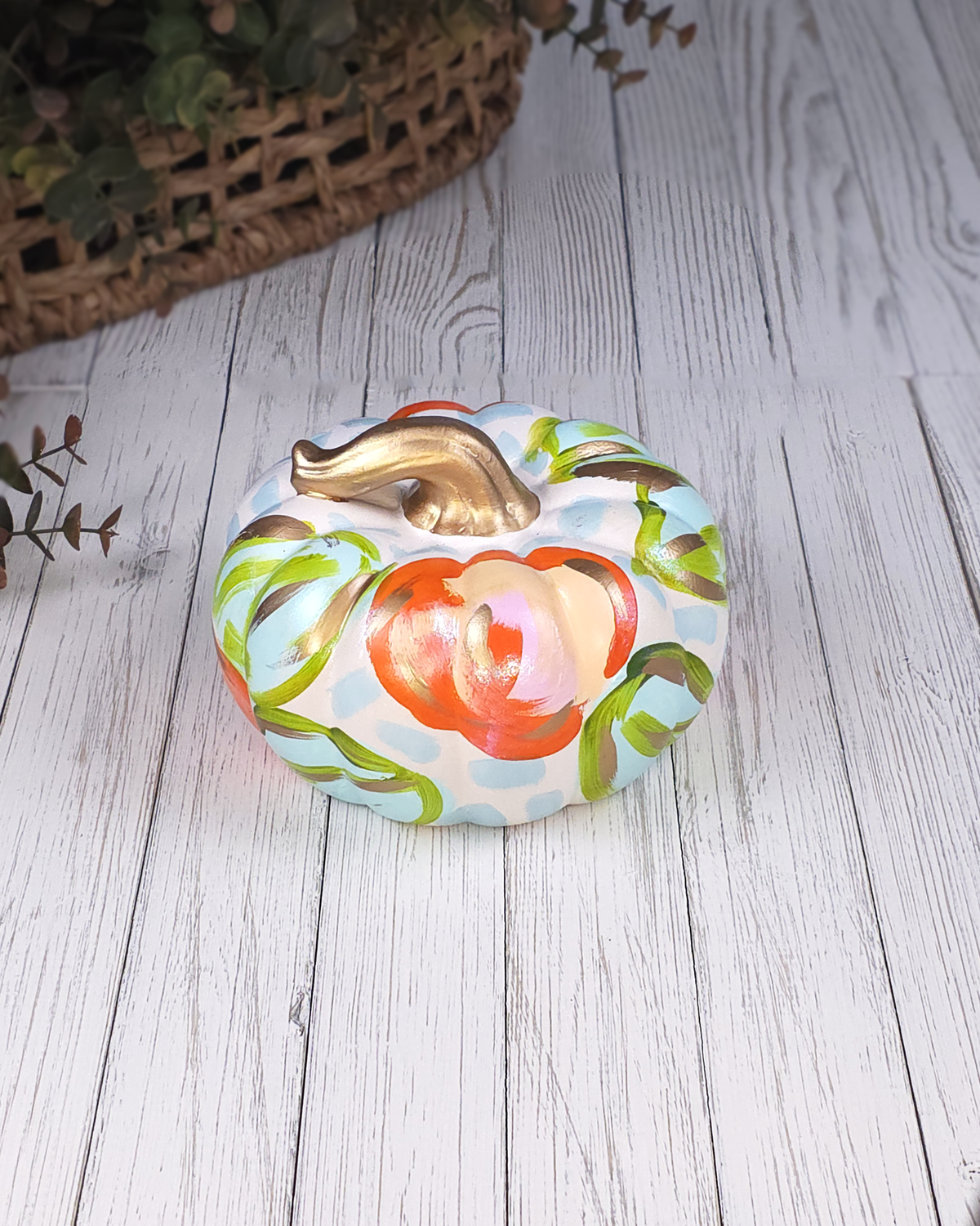 Squatty Oranges Pumpkin — Hand-Painted Ceramic by Jessica Reynolds Art