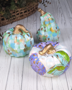 Blue Hydrangea Pumpkin — Hand-Painted Ceramic by Jessica Reynolds Art