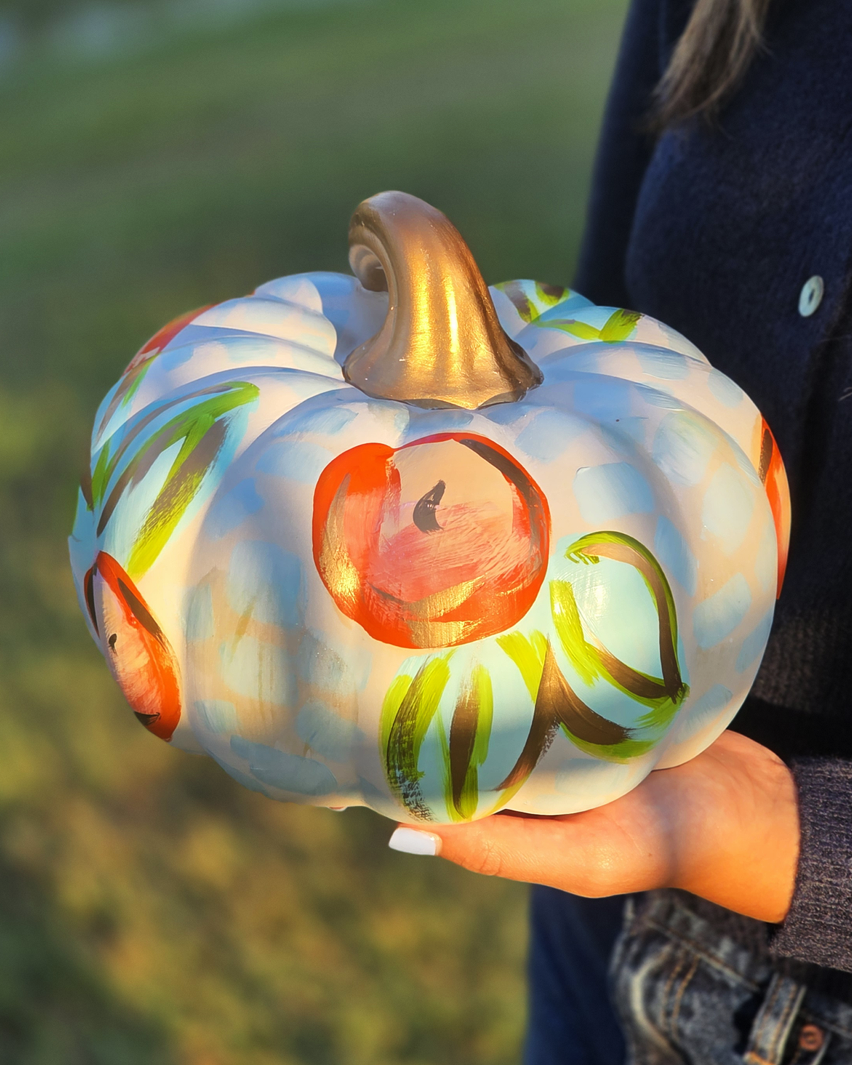 Large Citrus Pumpkin — Hand-Painted Ceramic by Jessica Reynolds Art