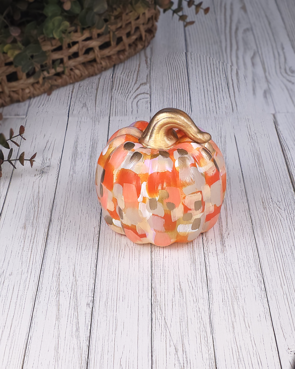 Small Orange Abstract Pumpkin — Hand-Painted Ceramic by Jessica Reynolds Art