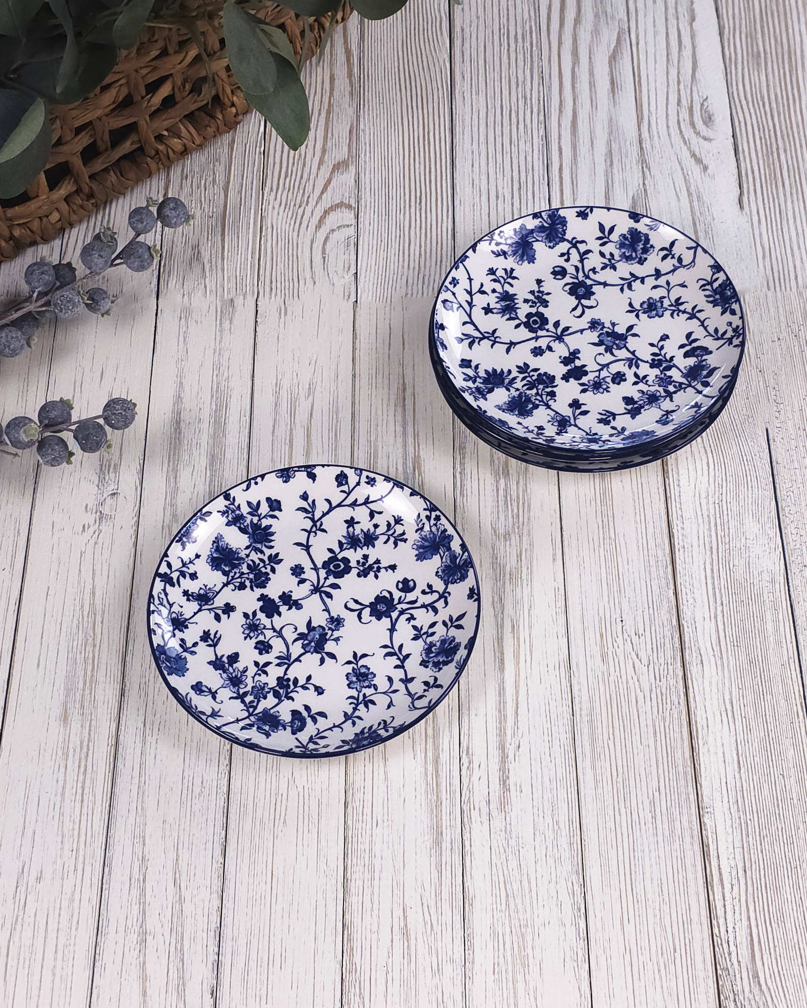 Blue Laurel Floral — Appetizer Plates (Set of 4)