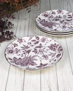 Burgundy Floral Toile — Salad Plates (Set of 4)