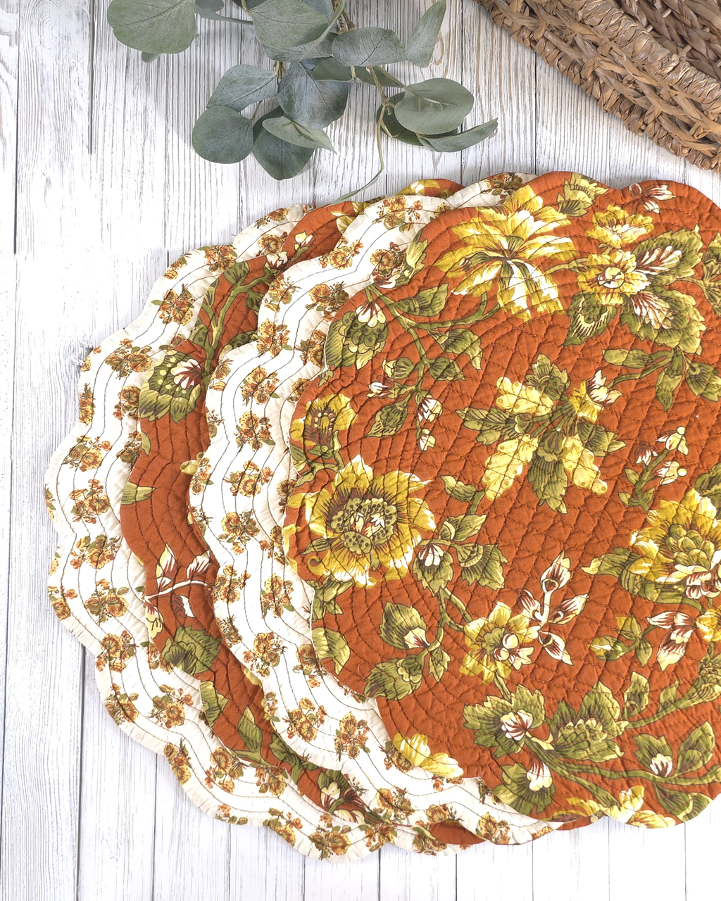 Autumn Bloom — Reversible Quilted Placemats (Set of 4)