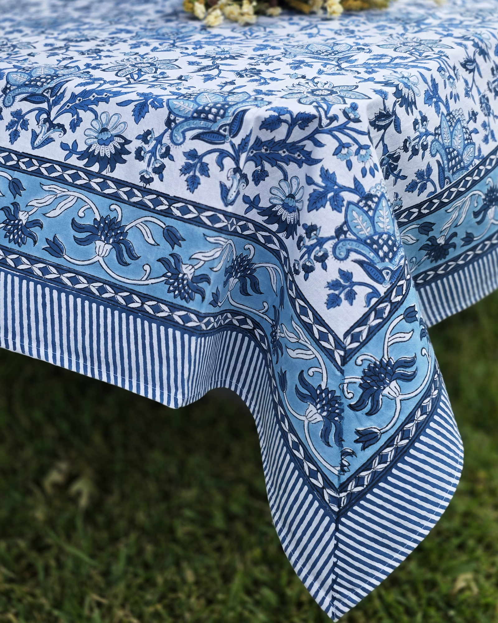 Gayatri Blue — Cotton Tablecloth (60″ × 90″)