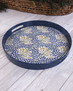 Agapanthus Floral — Round Lacquer Serving Tray