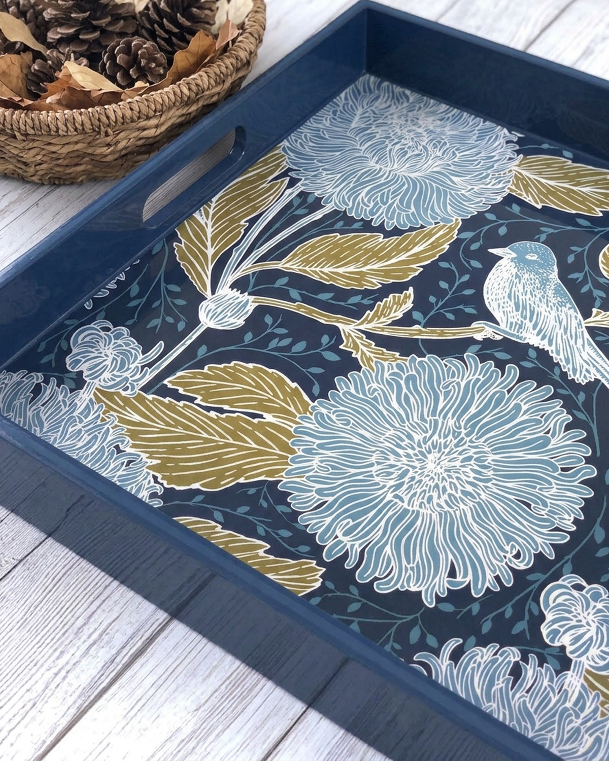 Golden Midnight — Square Lacquer Serving Tray
