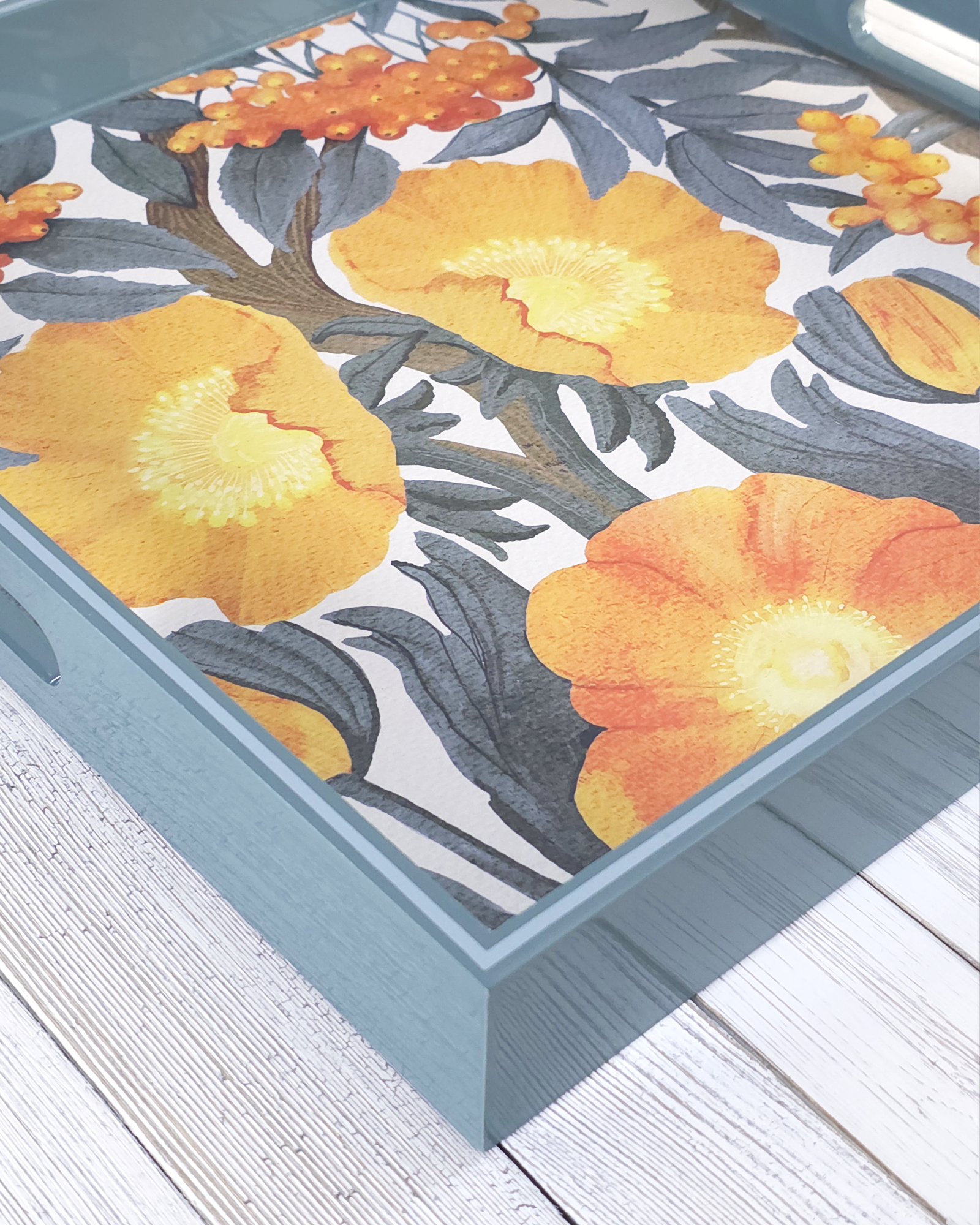 Golden Garden — Square Lacquer Serving Tray