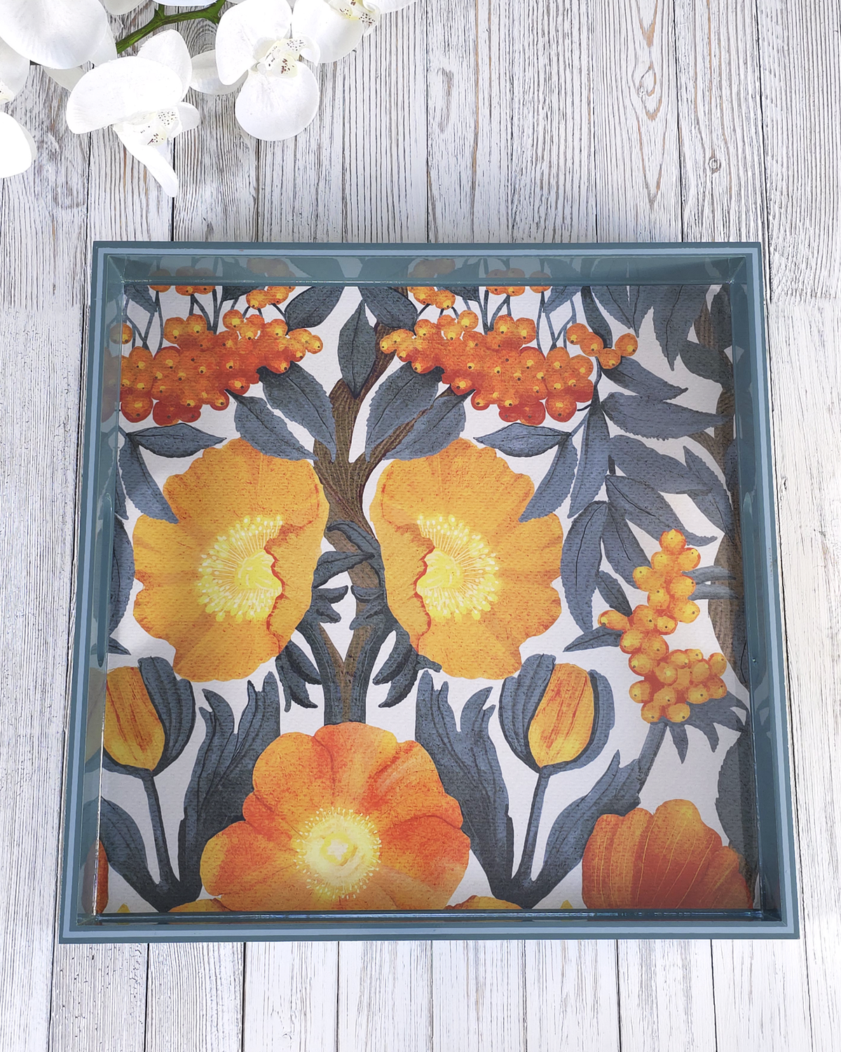 Golden Garden — Square Lacquer Serving Tray